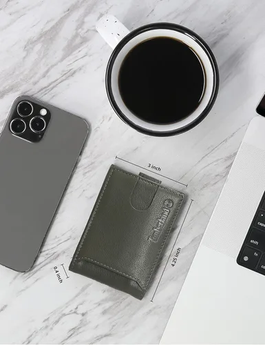 Vista 4 de Timberland Cartera delgada de cuero con bolsillo frontal para tarjetas de crédito para hombre