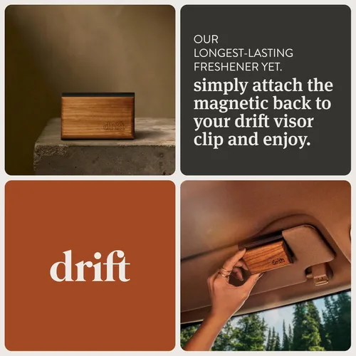 Vista 5 de Ambientador para coche Drift - El ambientador de madera original - Eliminador de olores para coche - Aroma duradero - Clip de metal - Aceites