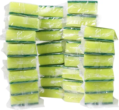 Paquete de 30 esponjas envueltas individualmente, esponjas antiarañazos para limpieza del hogar, platos, cocina, apartamento, automóvil, bicicleta
