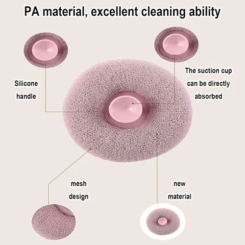 Vista 3 de Cepillo de limpieza de esponja de baño, esponja exfoliante súper suave, cepillo de limpieza para ducha, mujeres, masaje, baño, esponja exfoliante