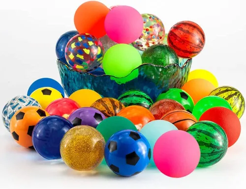 Vista 4 de OBTANIM Colorful Bouncy Balls Bulk Mixed Pattern High Bouncing Balls for Kids Party Favors, Prizes, Birthdays Gift, 27 mm