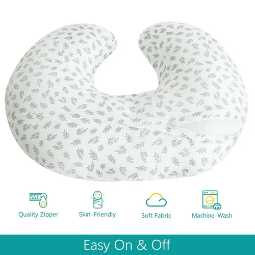 Vista 5 de Biloban Juego de 2 fundas de almohada de lactancia aptas para almohada Boppy, transpirables y agradables al tacto, fundas de lactancia para mamá que