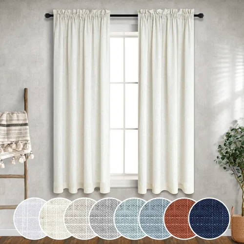 Vista 68 de Mrs.Naturall Cortinas azul marino de 90 pulgadas de largo para sala de estar, juego de 2 paneles con bolsillo para barra, cortinas reductoras