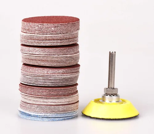 Vista 2 de 100 Piezas Discos de Lijado de 2 Pulgadas, Papel de Lija de Grano 80-3000 con Placa de Respaldo de Vástago de 1/4" y Almohadilla Amortiguadora