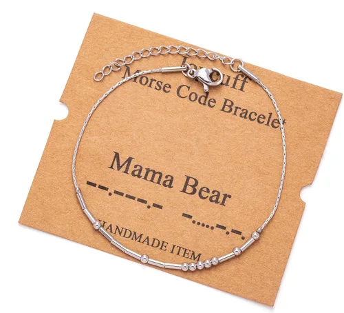 Pulseras inspiradoras de código morse para mujeres y niñas, regalo de Día de las Madres, cumpleaños, Navidad, para mamá, madre, hija, abuela,