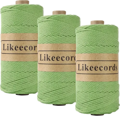 Vista 42 de Likeecords 100% Hilo de Ganchillo de Algodón Cordón de Bolsa de 2mm 170m Cordón de Macramé de 2mm Hilo de Crochet Cuerda de Macramé Regalo para Verde
