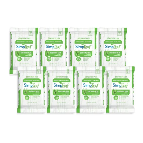 Vista 7 de Simpleaf Toallitas húmedas desechables de aloe vera, ecológicas, sin parabenos ni alcohol, hipoalergénicas y seguras para pieles sensibles, fórmula