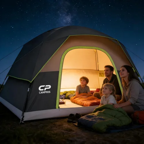 Vista 9 de Tents for Camping 6 Person Tent Waterproof Windproof Double Layer Family Camping Tent, Easy Setup Dome Tent with Large Mesh Windows & Wider Door for