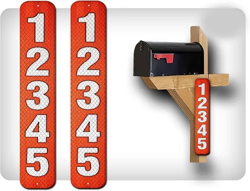 Vista 9 de 2 placas verticales reflectantes de aluminio serigrafiado, números de dirección de buzón, 3 x 18 pulgadas, personalizadas, preperforadas (Air Force)