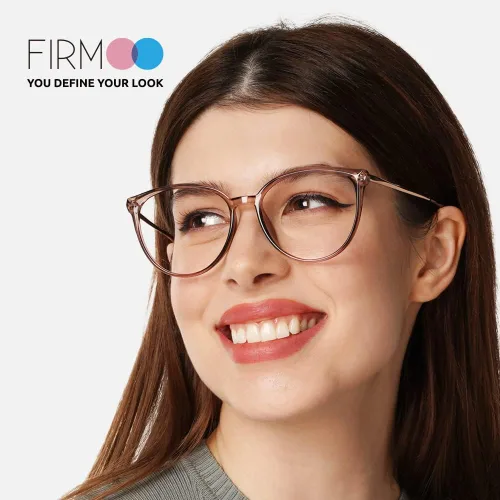 Vista 4 de Firmoo Oversize Blue Light Blocking Glasses for Women/Men, Anti Glare Anti Eyestrain, Chic Round Computer Glasses Unisex Negro dorado