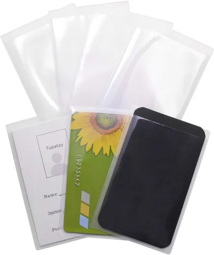 Vista 4 de Tupalizy 80 fundas protectoras de plástico para tarjetas, impermeables, transparentes, para mujeres, tarjetas de crédito, tarjeta de seguro social