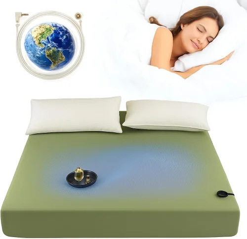 Vista 11 de Sábanas de cama Grounding - 90% algodón orgánico y 10% fibra plateada conductora, sábana bajera ajustable de bolsillo profundo con cable de conexión