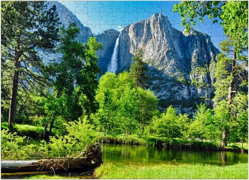 Vista 7 de MyPuzzle Yosemite Waterfall Yosemite National Park California - Rompecabezas prémium de 100 piezas para adultos