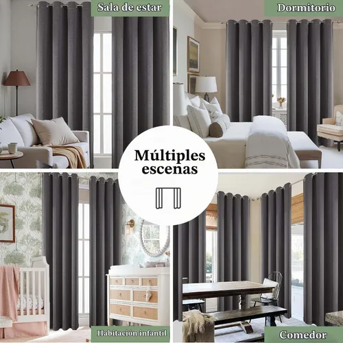 Vista 9 de OWENIE Cortinas opacas de 63 pulgadas de largo, 2 paneles para dormitorio o sala de estar, cortinas superiores con ojales con aislamiento térmico