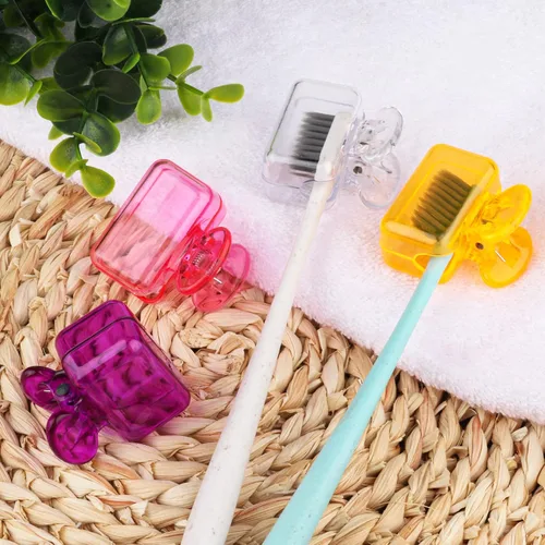 Vista 6 de Paquete de 4 fundas protectoras para cepillos de dientes de viaje, protector de cepillo de dientes, estuche protector de plástico portátil