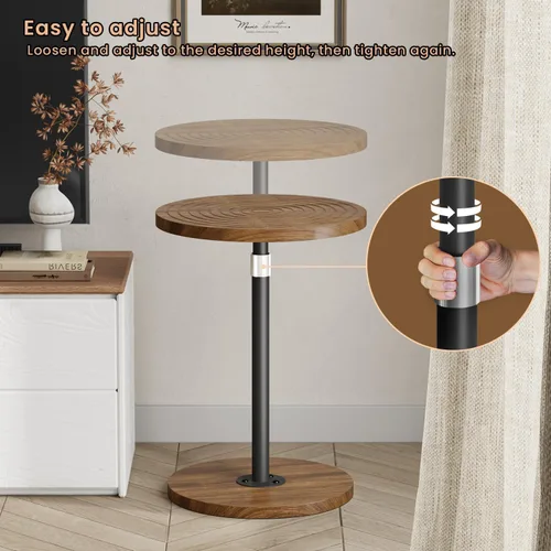 Vista 5 de Asgolion Mesa Auxiliar Redonda, Mesa Pequeña para Bebidas, Soporte de Martini con Pedestal, Mesa de Cóctel con Base Ponderada, Mesita de Noche