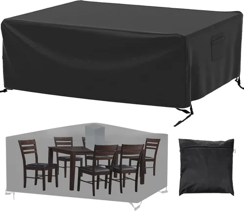 Vista 11 de Funda Impermeable para Muebles de Exterior, Fundas para Muebles de Patio de 137 Pulgadas Tamaño Grande Fundas para Sofá Seccional Rectangulares