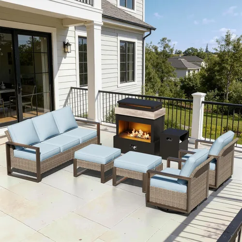 Vista 97 de Sofá de Mimbre Metálico para Patio de 75", Sofá Sillón de Ratán para Exteriores de 3 Asientos para Todo Tipo de Clima con Cojines Premium