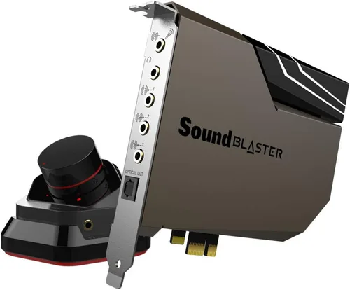 Creative Sound Blaster AE-7 Hi-Res Tarjeta de sonido interna PCIe, procesador de cuatro núcleos, 127dB DNR DAC de clase ESS SABRE 9018,