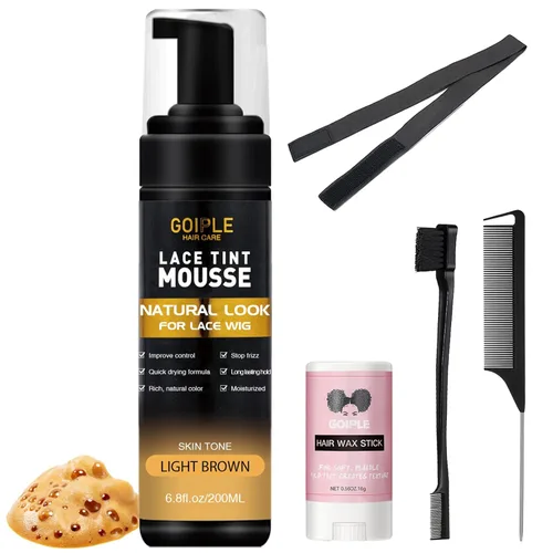 Vista 10 de Mousse de fusión de tinte de encaje para pelucas, tupés y postizos de cabello para mujeres - 6.8 onzas líquidas Juego de herramientas