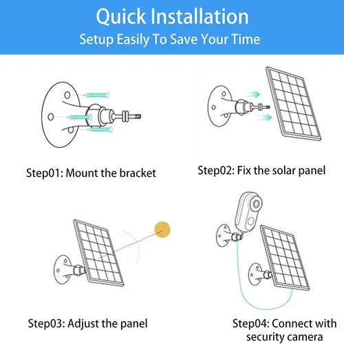 Vista 6 de Panel solar de carga de 5W de actualización compatible con Arlo Pro 3/Pro 4/Pro 5S/Ultra/Ultra 2/Go 2 Suministro de energía continua IP65 a prueba