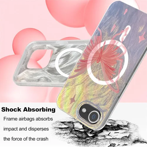 Vista 214 de I-MGAE-IN-AR - Funda diseñada para iPhone 12 y 12 Pro, diseño de mariposa plateada brillante, funda protectora de poliuretano termoplástico, suave