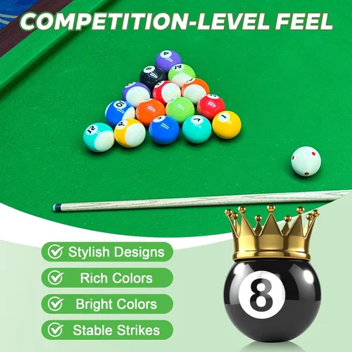 Vista 5 de HMQQ Juego de bolas de billar, bolas de billar de tamaño reglamentario de lujo de 2-1/4 pulgadas para repuesto (16 bolas de resina)