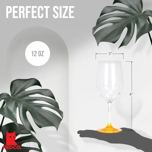Vista 6 de Red Co. Juego de 6 copas de vino clásicas de acrílico transparente de 12 onzas líquidas para exteriores con bases