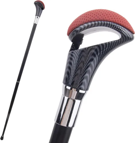 Bastón decorativo de moda de cuero negro rojo y negro bastón decorativo caballero elegante Cosplay caña Crosier 37.0 in