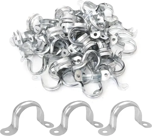 Paquete de 100 correas rígidas de metal con abrazadera en U de 3/4 pulgadas con 2 agujeros, soporte en U de acero inoxidable para tubos de 3/4