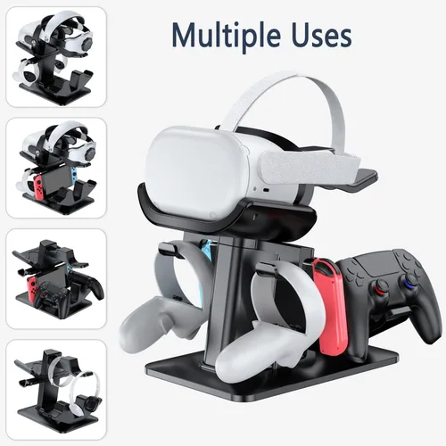 Vista 2 de VINDIJA Design VR Stand Multifunction VR Headset Stand for Headset Display Holder and Controller Holder Mount Station for Oculus QuestQuest 2Rift