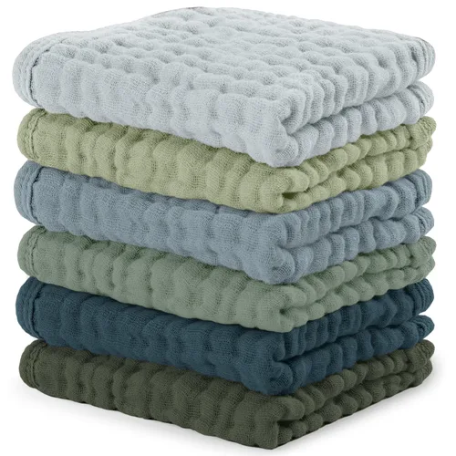 Vista 44 de Comfy Cubs - Paquete de 6 paños de muselina para eructos, 20 x 10 pulgadas, grandes, de 6 capas, 100 % algodón ultra absorbente para babeo
