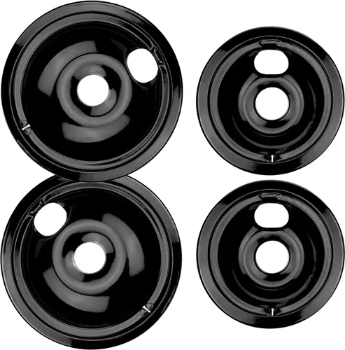 Bandejas de Goteo del Quemador 2 Grandes de 8'' WB31M20 y 2 Pequeñas de 6'' WB31M19 Juego de Bandejas de Goteo de Porcelana Compatible con Estufa