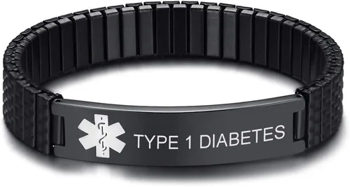 Vista 9 de Pulsera extensible de identificación para alerta médica, de acero inoxidable, unisex, para hombre y mujer (grabado gratuito)