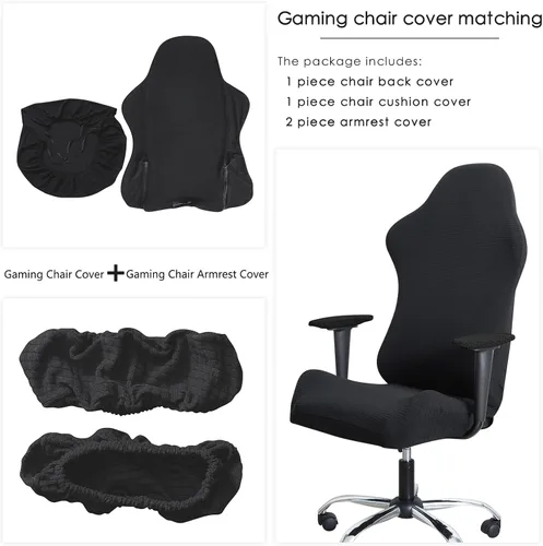 Vista 7 de FORCHEER Funda para silla de juegos con fundas para reposabrazos, diseño floral, 4 piezas, elásticas, para silla de computadora, juego de fundas