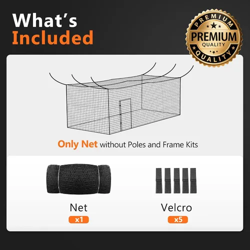 Vista 8 de ORIENGEAR Baseball Batting Cage Nets, ONLY NET, 70'L/55'L/35'L/20'L Baseball and Softball Cage Netting, 1.88" #45 Mesh, Professional Fully Enclosed