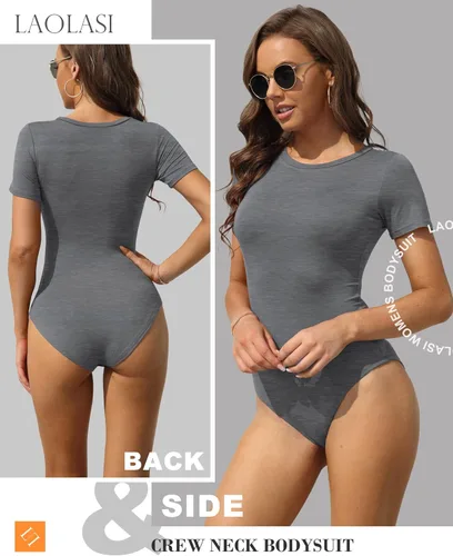 Vista 39 de LAOLASI - Camiseta tipo body para mujer, cuello redondo, manga larga, ajustado, informal, básico, para uso diario