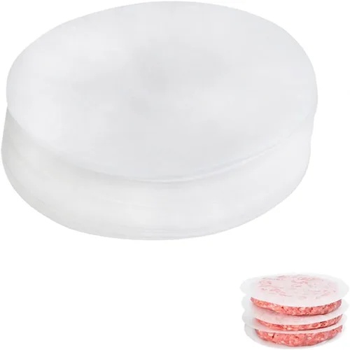 200 piezas de hojas de papel pergamino redondo de 5 pulgadas, papel encerado blanco para hamburguesas, hojas de papel encerado para alimentos,