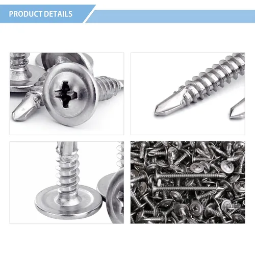 Vista 4 de Paquete de 150 tornillos autoperforantes Phillips de cabeza de oblea de acero inoxidable con 410 tornillos de hoja metálica Tek, kit surtido