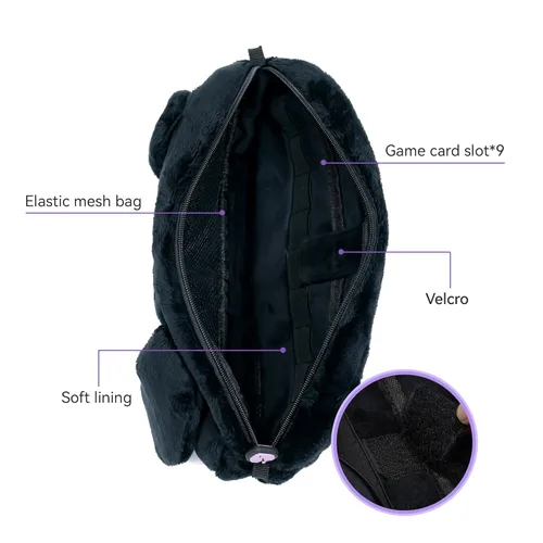 Vista 3 de GeekShare Cute Plush Switch Carrying Case Crossbody Bag Compatible with Nintendo SwitchOLED Model, Portable Travel Carrying Case - Dark Plush Bunny