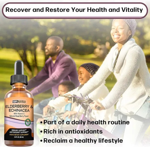 Vista 9 de SBR Nutrition D3+K2 y saúco paquete de vitamina D3K2 (MK7) gotas líquidas, menta, 1 onza Gotas líquidas de saúco, equinácea y vitamina C, 2 onzas