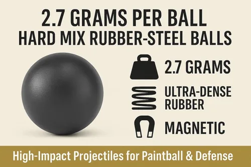 Vista 2 de SSR 100 bolas de acero de goma de mezcla dura de alta calidad, estilo S, 0.10 oz, bolas de goma pesada, bolas de paintballs para entrenamiento