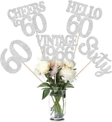 Vista 48 de 15 piezas de centro de mesa de feliz cumpleaños número 10 palos de diez dígitos dobles vintage 2015 centros de mesa de flores palos saludos a 10