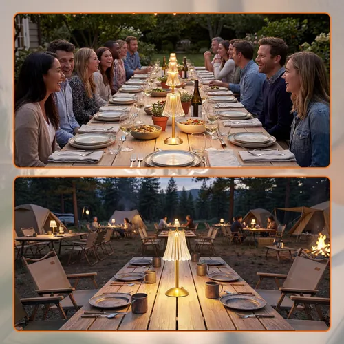 Vista 6 de Liliful 8 lámparas de mesa inalámbricas recargables al tacto, LED, pequeña, dorada, portátil, funciona con pilas, lámpara de escritorio USB-C, 3