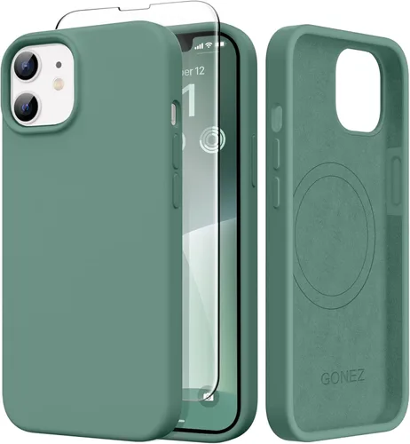 Vista 277 de GONEZ Funda magnética para iPhone 14, compatible con Magsafe, con protector de pantalla + protector de cámara, forro de microfibra antiarañazos