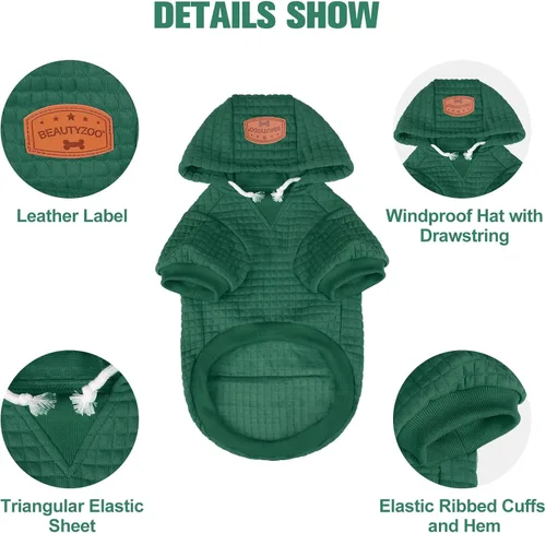Vista 3 de BEAUTYZOO - Sudadera con capucha para perros macho o hembra pequeños, medianos y grandes, ropa cálida de invierno y otoño, talla S o M, suéter