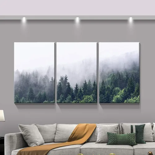Vista 154 de Denozer - Lienzo decorativo para pared de 3 piezas - Paisaje con arte de pared inspirador para sala de estar, decoración moderna del hogar, estirado