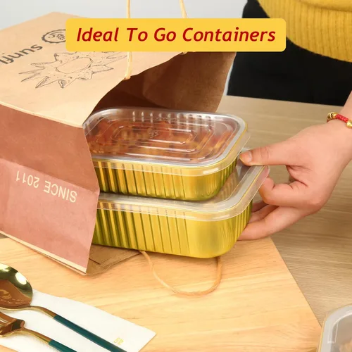 Vista 7 de LNYZQUS Sartenes de aluminio pequeños de 1 libra con tapas, paquete de 30 latas de aluminio de 16 onzas para hornear, recipientes sobrantes