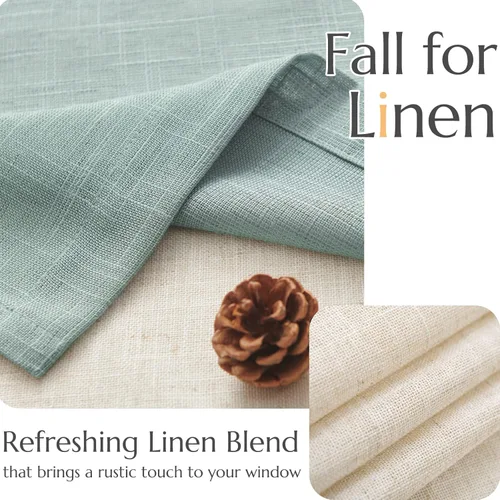 Vista 5 de jinchan Cenefa de lino para ventana de sala de estar de 16 pulgadas, cenefa de ventana de doble capa con filtro de luz, superposición rústica