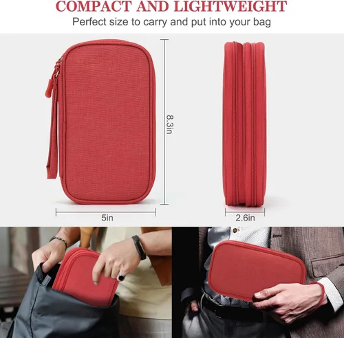 Vista 94 de FYY Organizador para accesorios electrónicos, para viajes, para cables, celular y cargadores, estuche portátil, impermeable, doble capa, bolsa